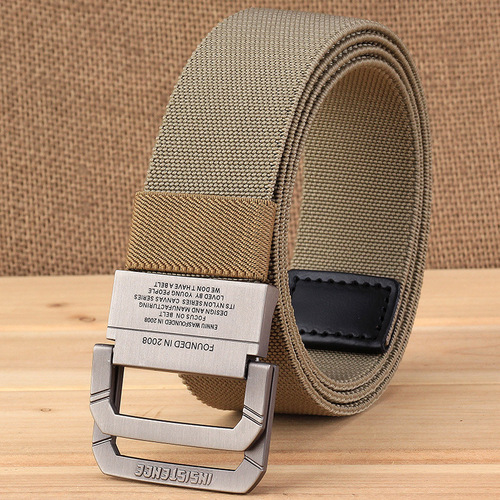 TUSHI double-ring buckle nylon elastic waistband tactical outdoor belt men's Korean style woven canvas pants belt