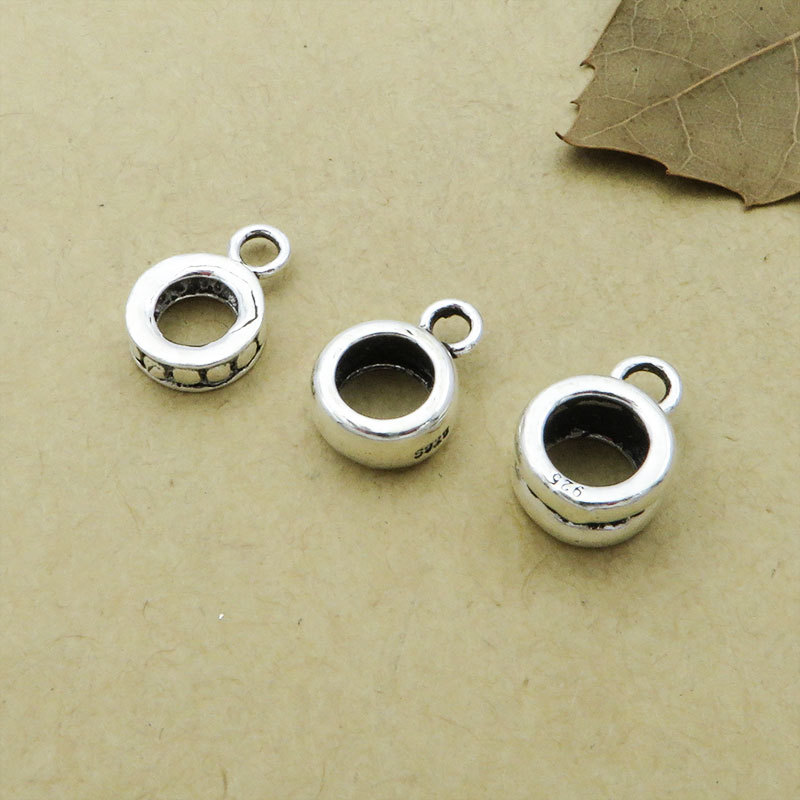 S925纯银批发 泰银光面隔珠隔片带环扣 手工DIY串珠材料佛珠手链