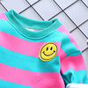 2023 Winter hot model 0-4 years old baby striped compound fluff fashion English long-sleeved tide treasure