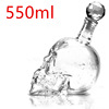 Factory direct selling skull wine bottle skull vodka wine bottles fashion creative glass bottle creative crystal lid bottle