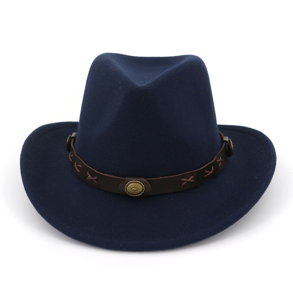 2023 Nieuwe Hot Selling Hoed Nieuwe Etnische Minderheid Stijl Mannen En Vrouwen Paar Hoed Wollen Western Cowboy Hoge Hoed_voghion.com