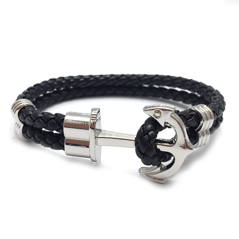 European and American popular alloy Anchor bracelet AliExpress fashion bracelet eaby hot sale hand-woven leather bracelet European and American popular alloy Anchor bracelet AliExpress fashion bracelet eaby hot sale hand-woven leather bracelet