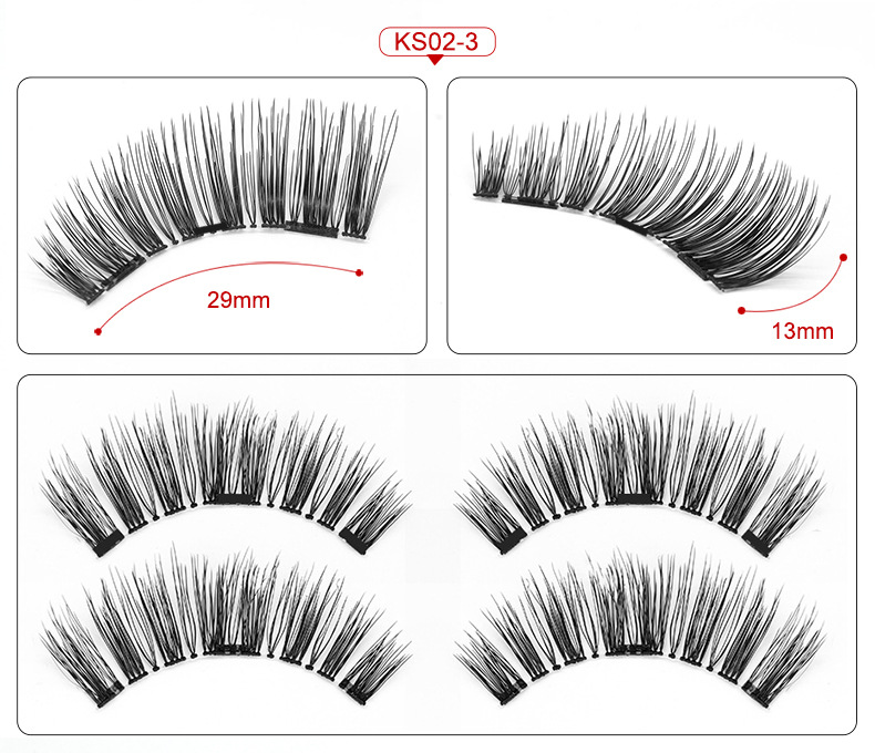 Hot sale 3D glueless Manual double magnetic three Magnetic false eyelashes factory