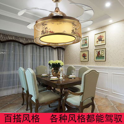 Manufactor Direct selling Fan light American style invisible led remote control Simple Retro Restaurant Study On behalf of Ceiling fan lamp