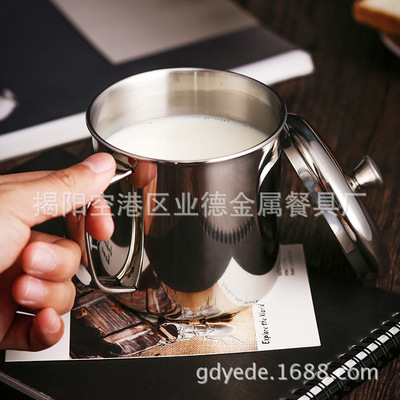 304 thickening Stainless steel Cup With cover Handle Office teacup kindergarten children Water cup Use Readily Cup