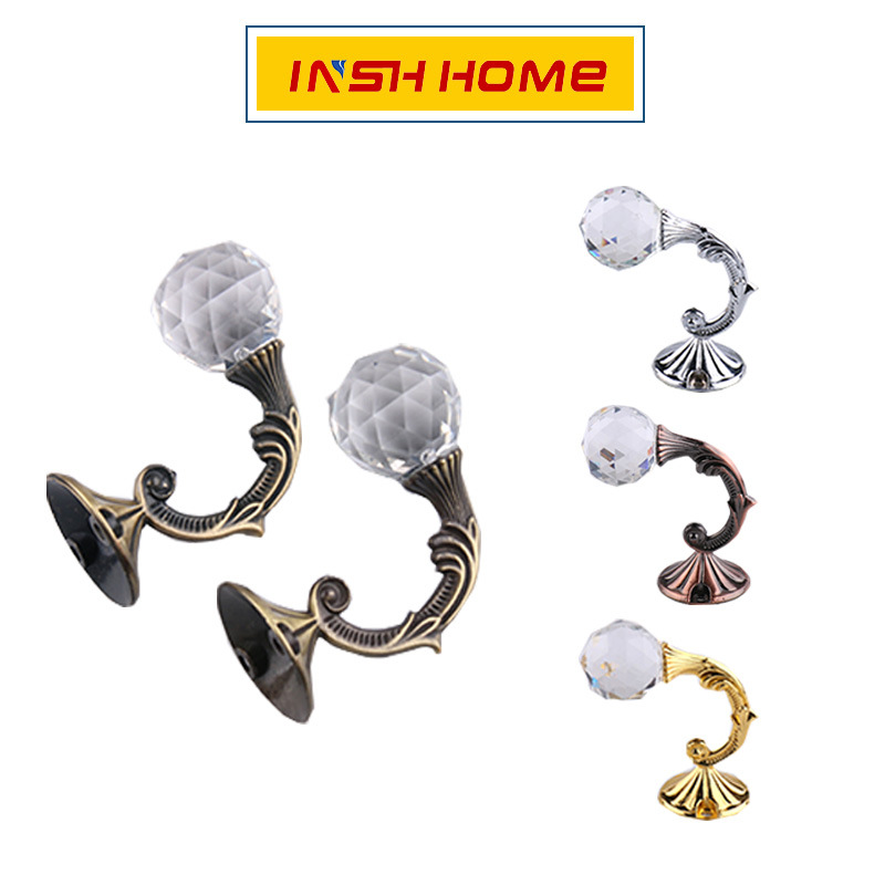 跨境现货 窗帘欧式墙钩 亚克力水晶圆头挂钩 窗帘绑带壁钩|ms