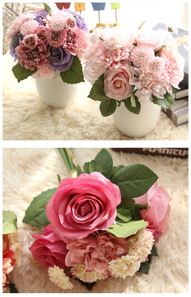 Simulated Dahlia Rose Bouquet 1