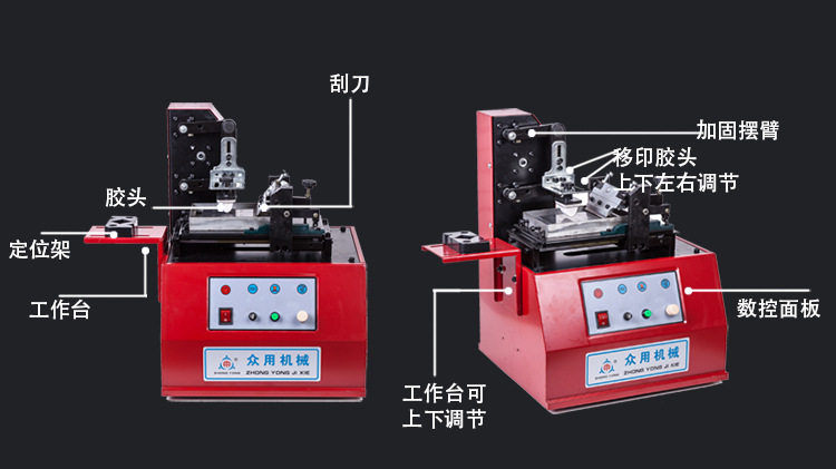众用TDY-380刮刀式油墨移印机电动生产日期打码机仿喷码机印码机详情11