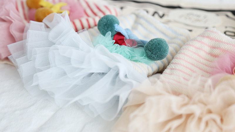 大毛球条纹纱纱裙