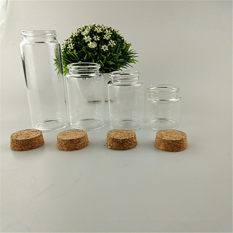 批发直径47mm木塞玻璃瓶直筒小药瓶样品瓶 透明人参虫草瓶许愿瓶