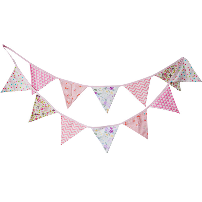 儿童 女孩 公主主题 生日装饰三角旗 棉布 派对儿童房 家居装饰|ru