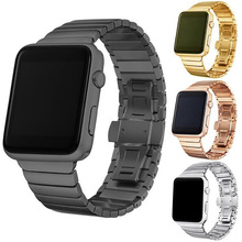 适用apple watch苹果手表不锈钢表带一珠蝴蝶原装扣316L腕带链