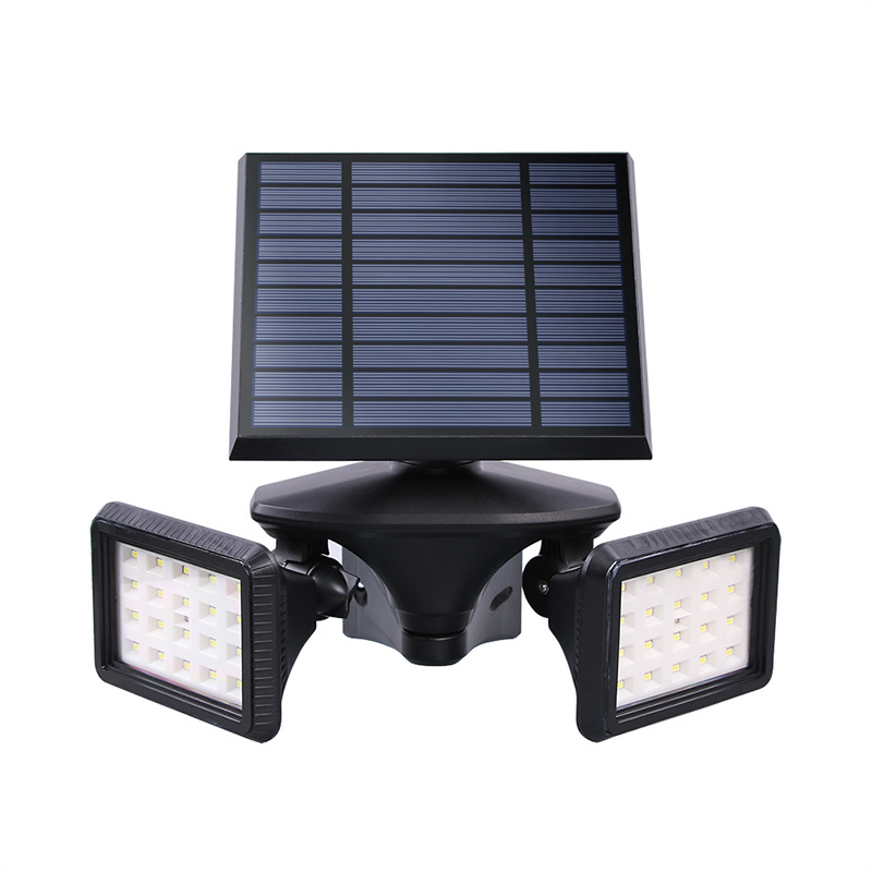 2021太阳能灯户外庭院灯 投光灯 led防水双头雷达感应地插草坪灯