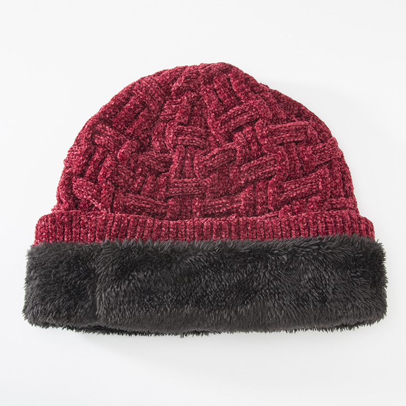 Cappello lavorato a maglia al chiaro di luna da sci all'aperto con pullover in ciniglia da uomo e da donna in velluto ispessito a doppio strato invernale_voghion.com