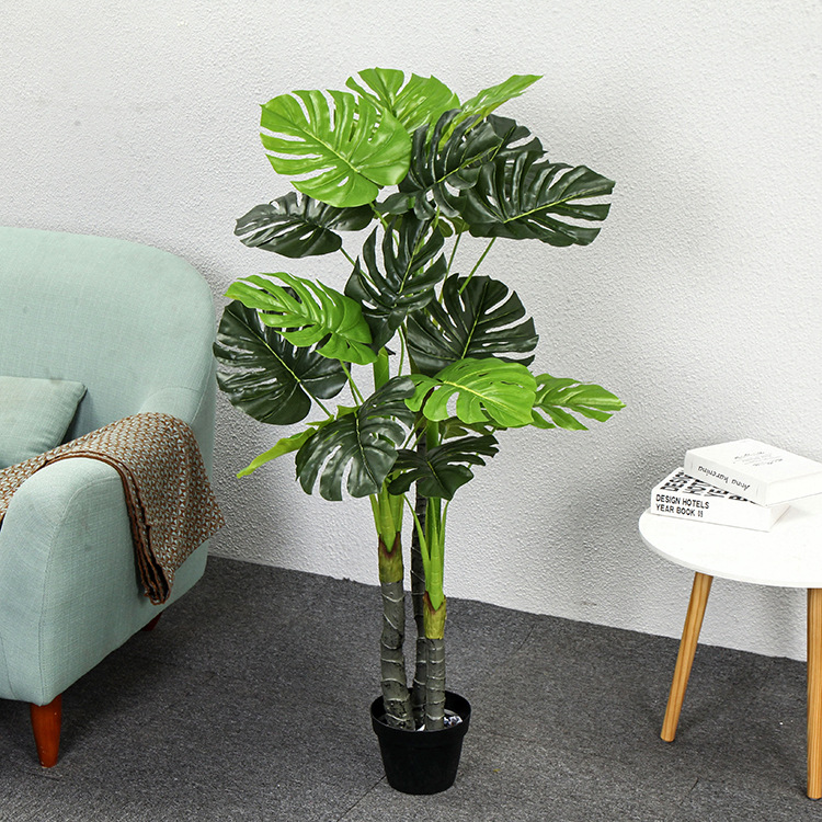 Planta artificial de interior, maceta de monstera premium, decoración elegante para sala de estar, hotel o oficina image 16