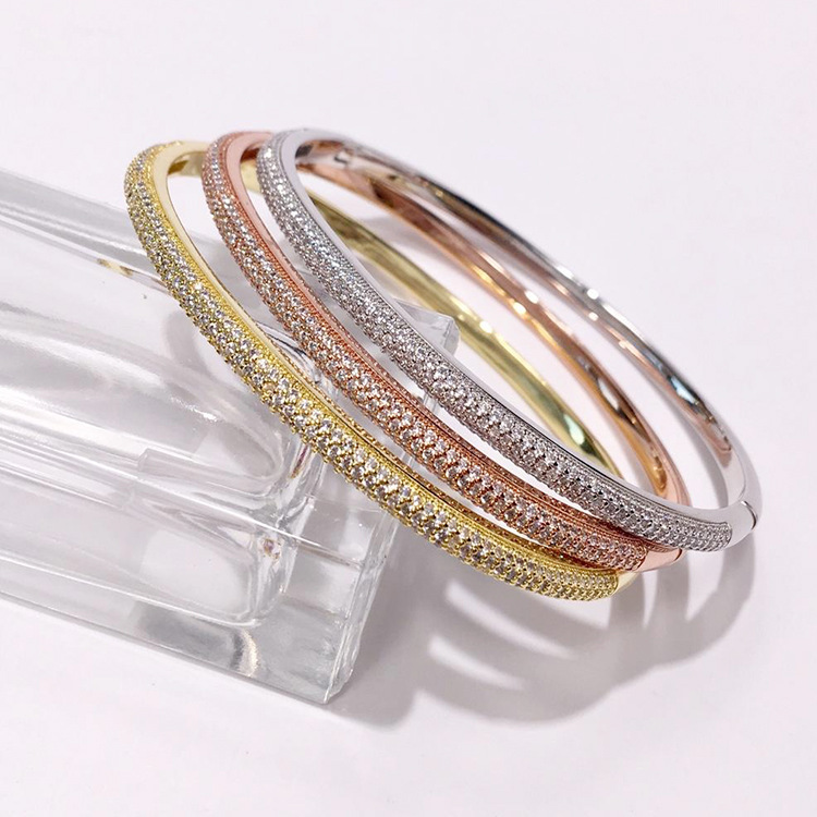Zircon Studded Diamond Bracelet For Women Elegant Bangle Jewelry_voghion.com