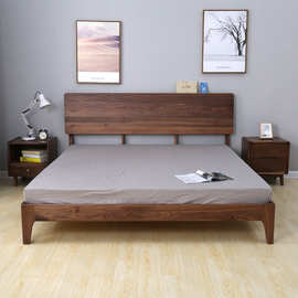 胡桃木实木床现代新中式双人床1.8主卧室套房家具大床