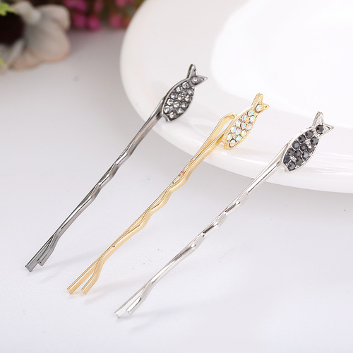 Factory Direct Selling Alloy One-Character Hair Clip Cute Hair Accessory Gold Plated Heart Fish Carrot Hair Clip Damage-Free