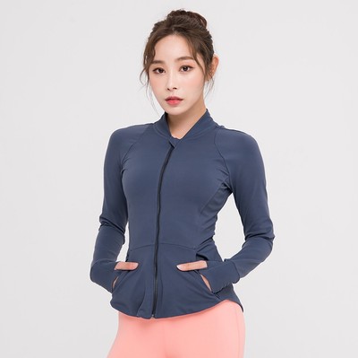 瑜伽外套運動服緊身顯瘦跑步衣立領拉鏈開衫外套長袖健身速幹上衣