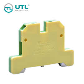 尤提乐JUT2-2.5PE螺钉压接导轨安装黄绿色接地端子2.5平方地线器