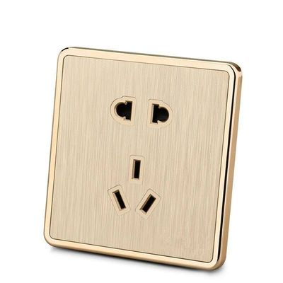 菲尚西蒙 金色拉丝86型 墙壁开关二三插五孔墙壁插座家装 面板|ms