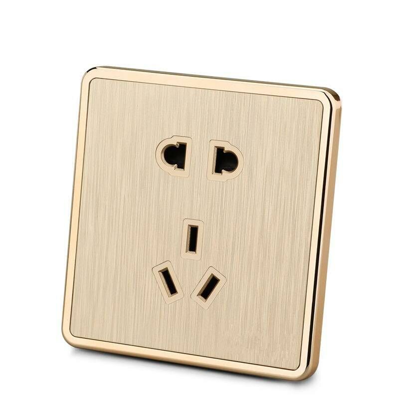 菲尚西蒙 金色拉丝86型 墙壁开关二三插五孔墙壁插座家装 面板|ms