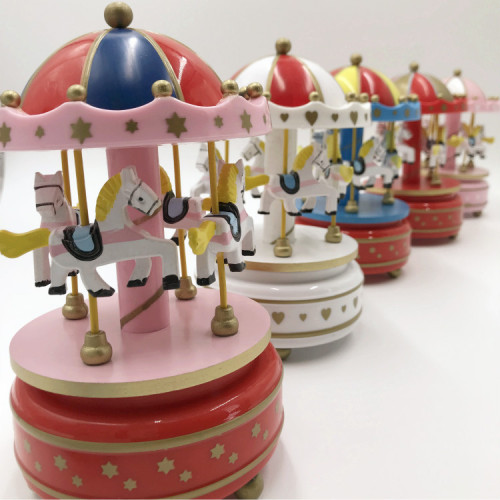 Small Batch Wholesale Round Top Scene Cake Stand Carousel Music Box Eight-Track Player Sky City