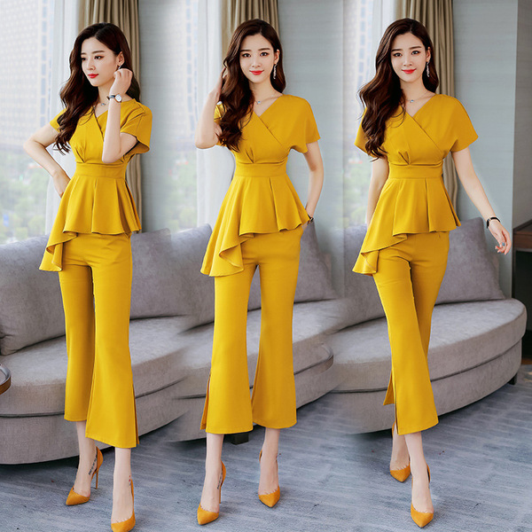 two-piece suit Summer New high waist slim fashionable Chiffon suit
