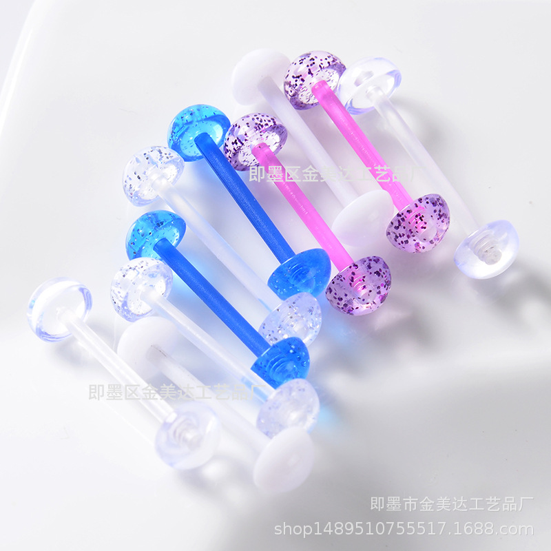 批发现货舌钉人体穿刺舌环UV欧美软杆舌钉亚克力半球乳钉-阿里巴巴