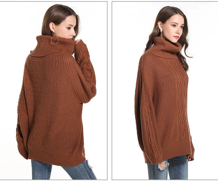 plus size loose turtleneck pullover sweater NSYH7458