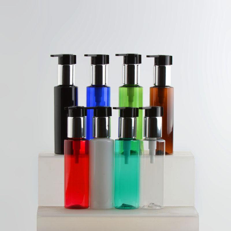 100ml电化铝粉泵乳液泵头洗发水沐浴露分装瓶小空瓶  大泵头空瓶 