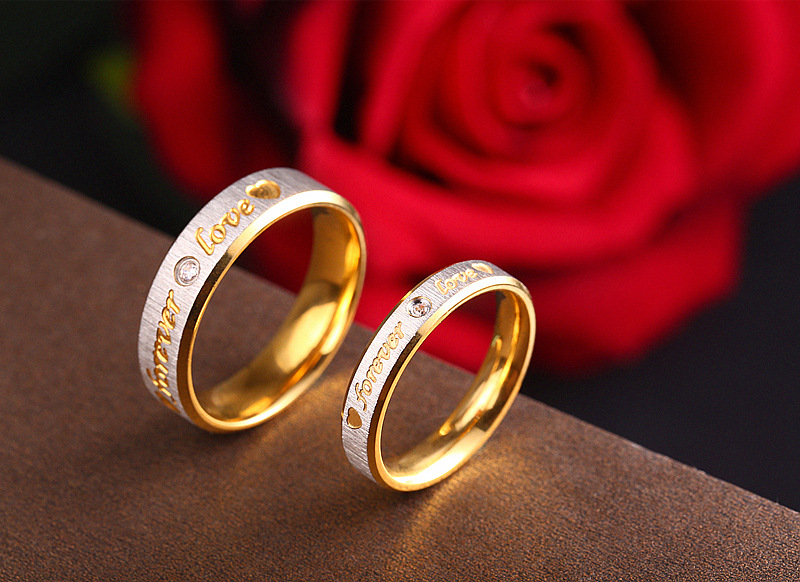 304 Stainless Steel 18K Gold Plated Simple Style Inlay Letter Heart Shape Artificial Gemstones Rings display picture 1