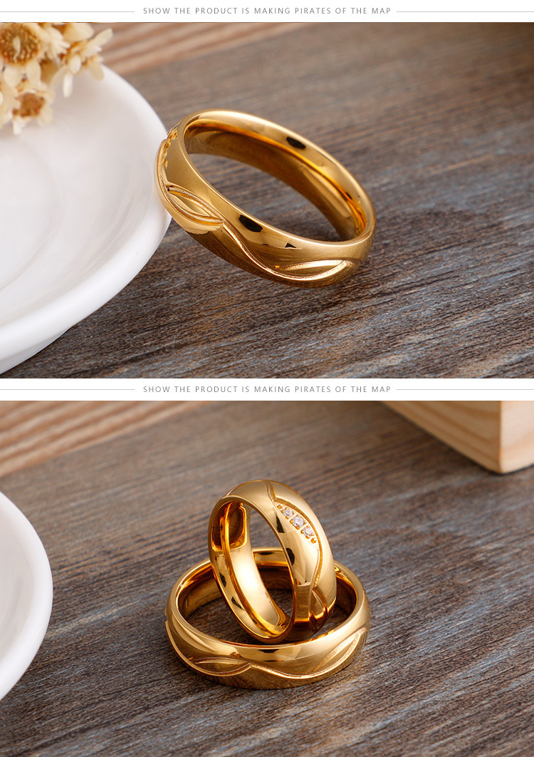 Plating Craft Factory Wholesale Supply Japanese And Korean Style Fashion Ring Personalized Rhinestone Simple Titanium Steel Couple Couple Rings Can Be Sent On Behalf