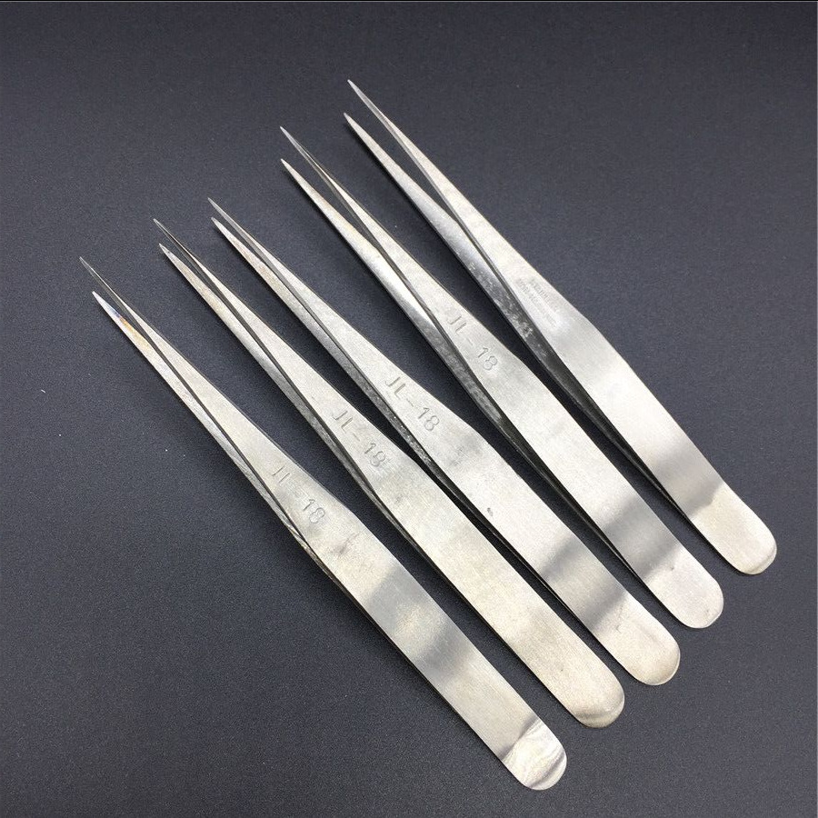 不锈钢镊子直尖13cm加宽夹子diy手工贴钻手机维修工具聂子尖头