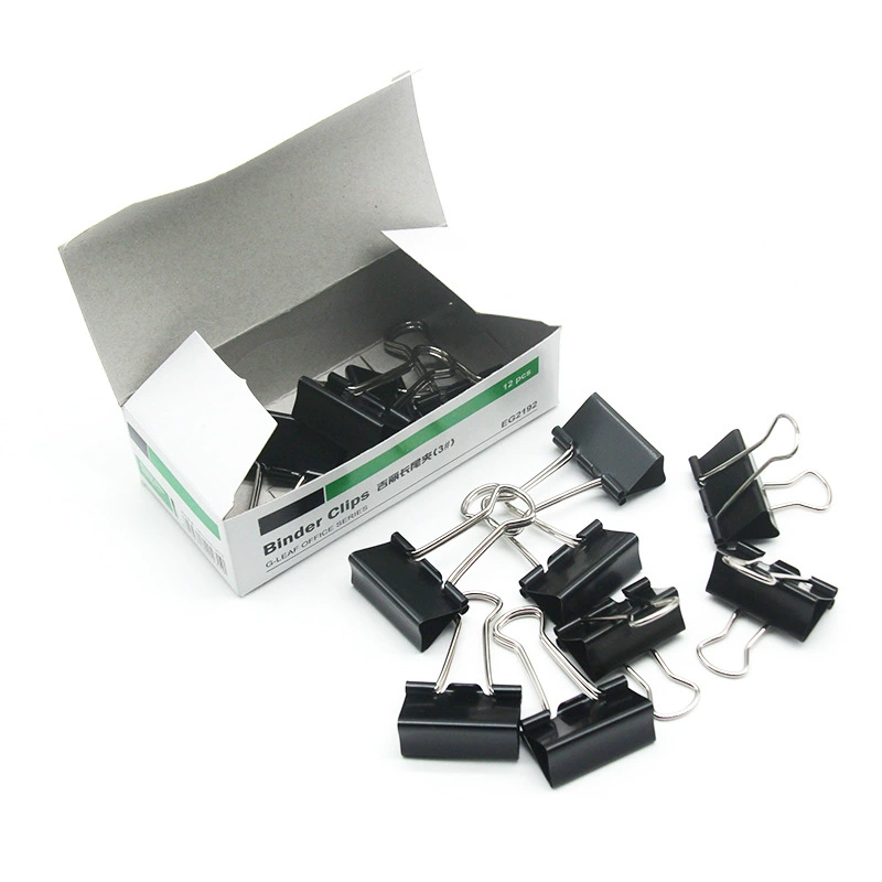 Gili Economy long tail clip black ticket metal clip office document 12 iron clip 12/box wholesale