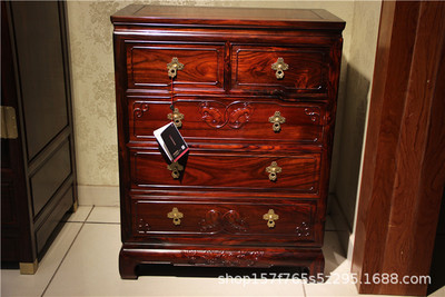 黑酸枝斗柜卧室收纳柜红木内衣柜简约中式阔叶黄檀抽屉柜整装|ms