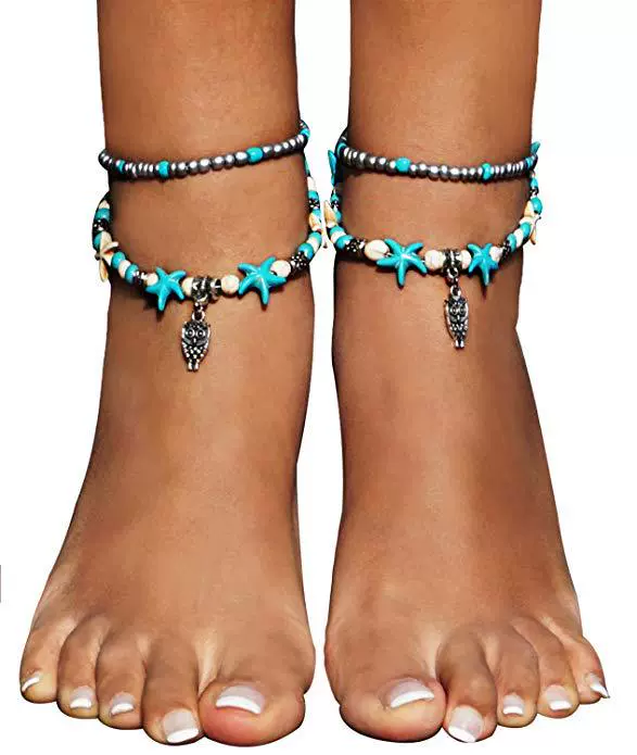 Брошь-anklet на пляж, европейский стиль, ракушки и черепахи, 20.2 см дизайн из бисера рисовой формы