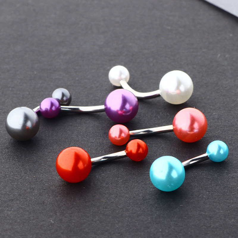 6-Pack Glow Belly Button Rings, Stainless Steel Navel Ring Set with Pearl - European American Style detail image 8