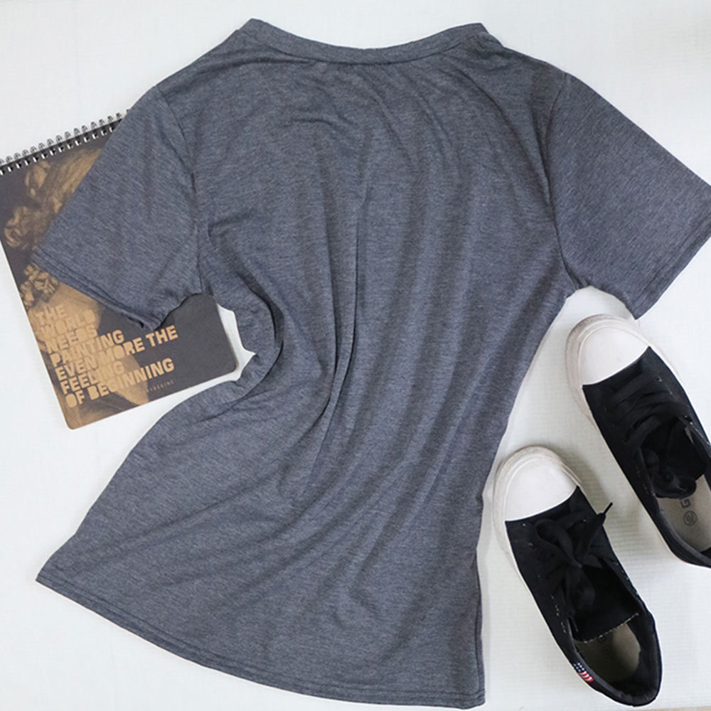 Loose Fit Summer T Shirt Unique Tired Letter Print Short Sleeve Round Neck Casual Style Wholesale Available