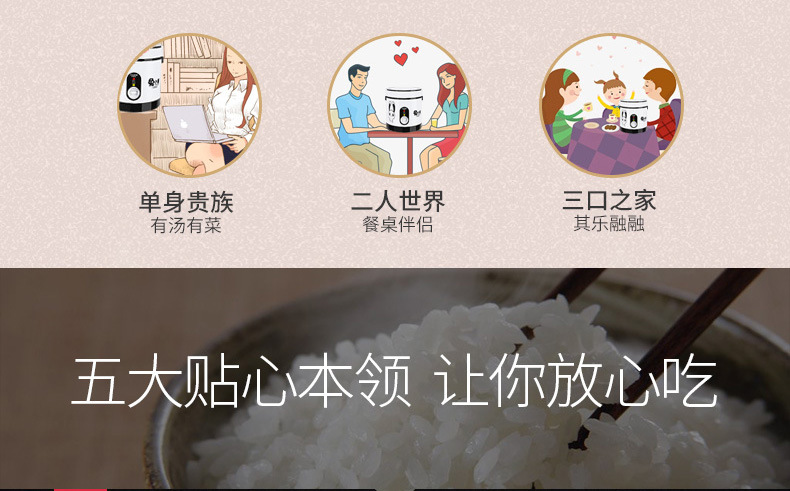 奥林格迷你小型西施煲学生宿舍单人电饭煲家用电饭锅1.2L1人-2人