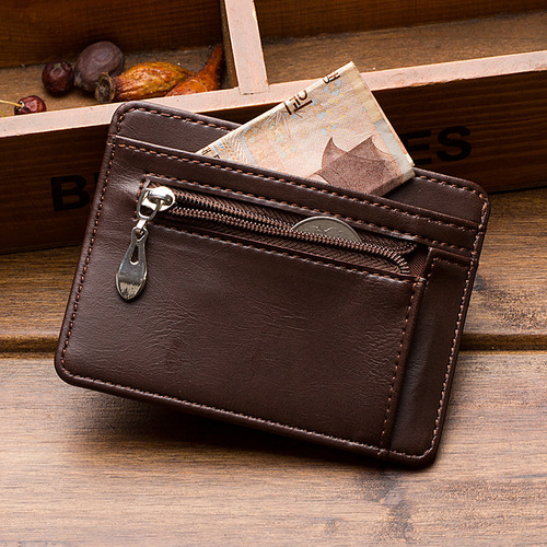 Multi-card slot bank card bag PU short men's thin business card bag buckle portable bus card holder Korean version wholesale