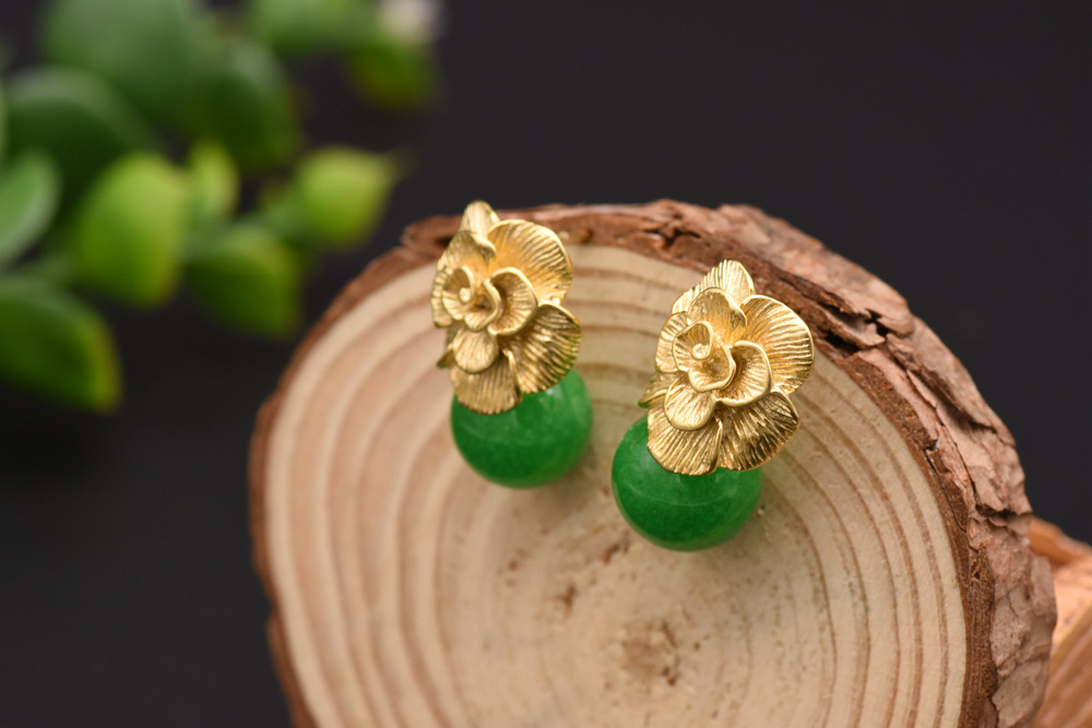 Retro Flower Pearl Copper Plating Drop Earrings 1 Pair display picture 3