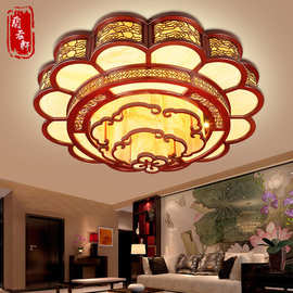实木中式吸顶灯中国风大气客厅灯圆简约创意仿古典别墅大厅灯饰