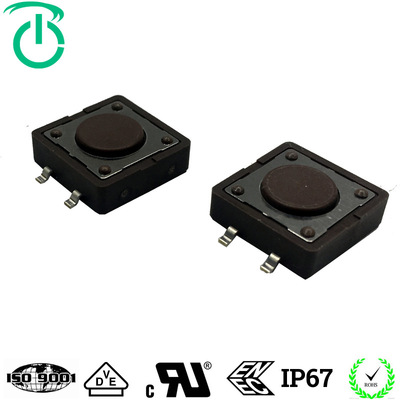 厂家直销12*12*7.3方头贴片编带黑色回流焊耐高温高寿命轻触开关