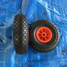 厂家订做10寸塑料轮毂3.00-4橡胶充气轮胎（260x85）