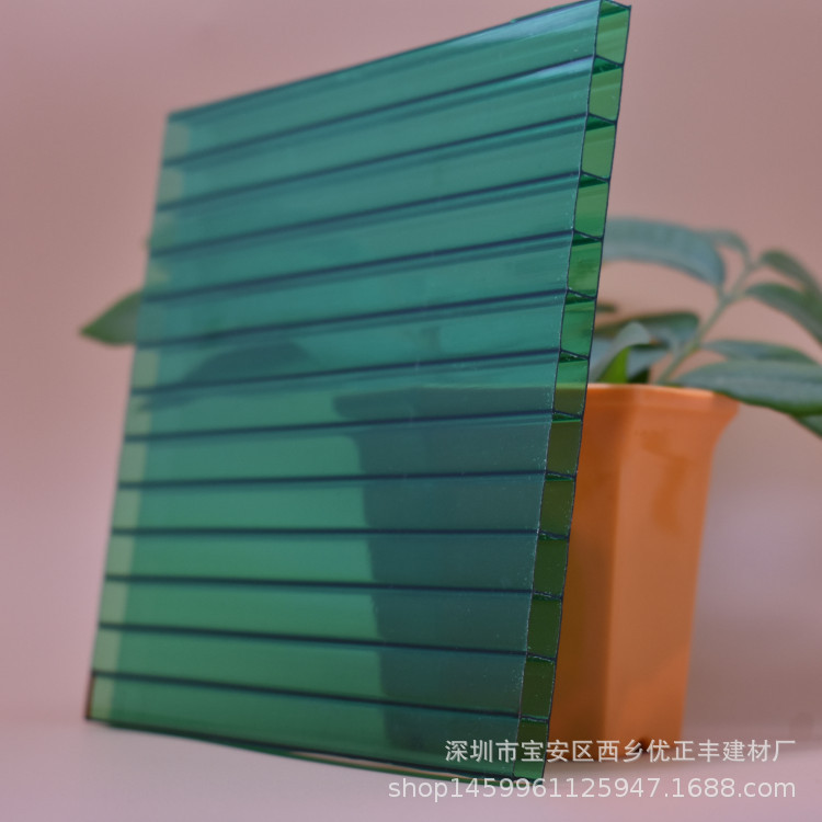 阳光板10mm 草绿色PC阳光板 可用于车棚雨棚温室大棚 防爆板