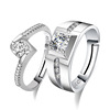 Silver accessory, zirconium for beloved, wedding ring, suitable for import, European style, Korean style