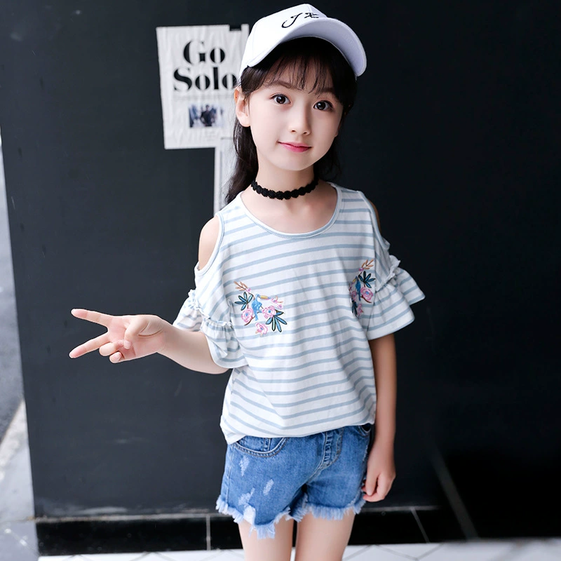 Short sleeve T-shirt, summer knitted summer clothing, for teenagers, western style