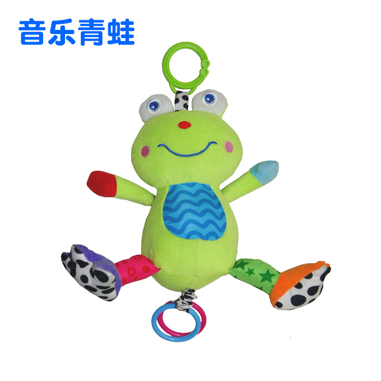 婴儿车挂玩具 毛绒卡通音乐青蛙玩偶 宝宝安抚哄娃 机械不用电池