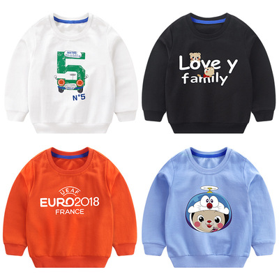 秋季新款儿童卫衣圆领套头上衣学生韩版潮流长袖T恤一件代发
